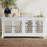 Isabella 69" Sideboard Cabinet in White Finish Wood & Mirror