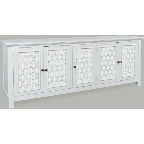 Isabella 86" Sideboard Cabinet in White Finish Wood & Mirror