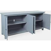 Isabella 69" Sideboard Cabinet in Blue Finish Wood & Mirror