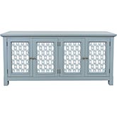 Isabella 69" Sideboard Cabinet in Blue Finish Wood & Mirror