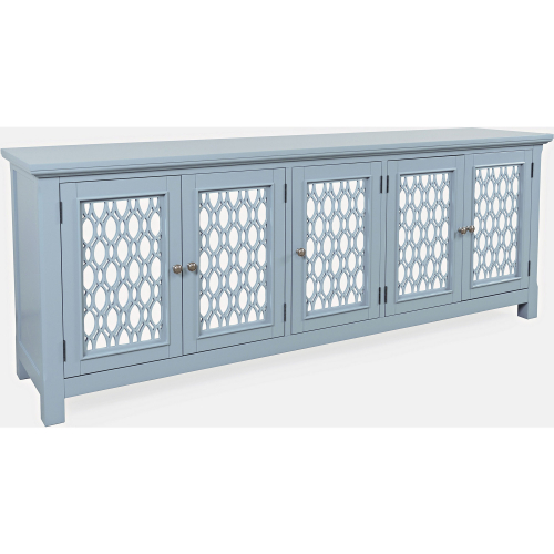 Isabella 86" Sideboard Cabinet in Blue Finish Wood & Mirror