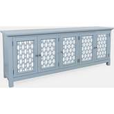 Isabella 86" Sideboard Cabinet in Blue Finish Wood & Mirror