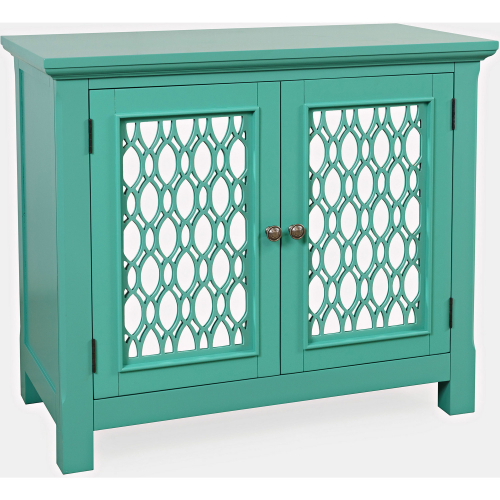 Isabella 38" Accent Cabinet in Aqua Blue Finish Wood & Mirror