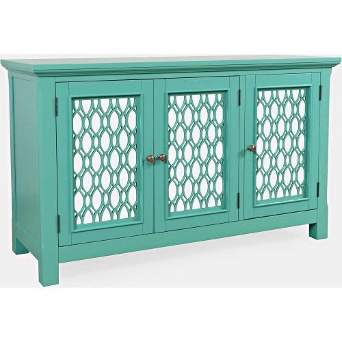 Isabella 54" Accent Cabinet in Aqua Blue Finish Wood & Mirror