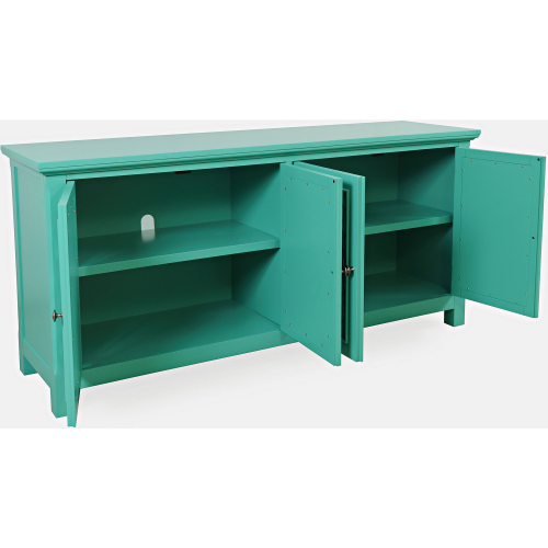 Isabella 69" Sideboard Cabinet in Aqua Blue Finish Wood & Mirror