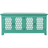 Isabella 69" Sideboard Cabinet in Aqua Blue Finish Wood & Mirror