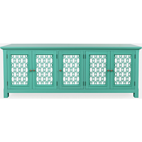 Isabella 86" Sideboard Cabinet in Aqua Blue Finish Wood & Mirror