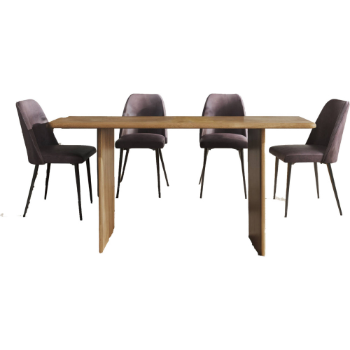 Burke & Maddox 5 Piece 76" Dining Set in Mango Wood & Dark Brown Eco Leather