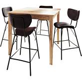 Colby 5 Piece Square Counter Height Dining Set in Wood & Brown Leatherette