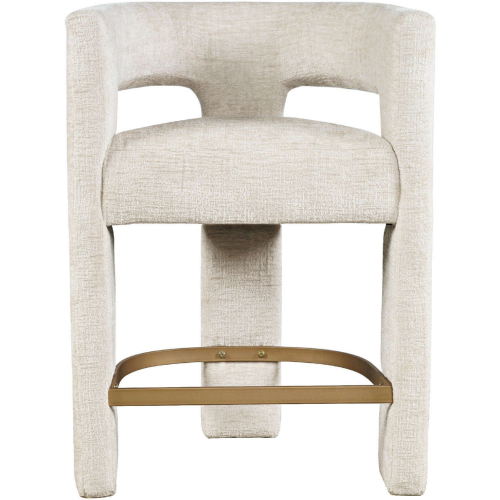 Gwen Sculpture Counter Stool in Natural Jacquard Fabric