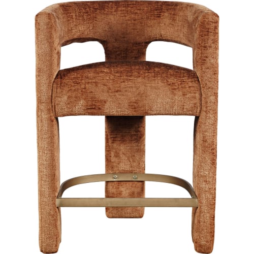 Gwen Sculpture Counter Stool in Rust Jacquard Fabric