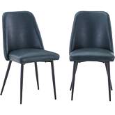 Maddox Dining Chair in Blueberry Leatherette & Metal (Set of 2)