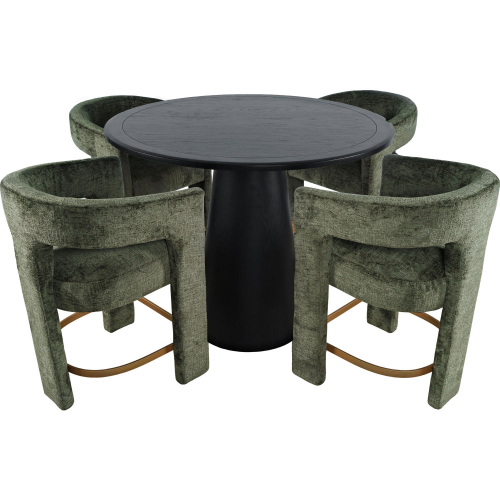 Gwen 5 Piece Nash & Gwen Counter Dining Set in Black Wood & Green Fabric