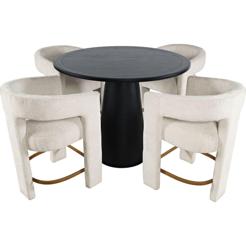 Gwen 5 Piece Nash & Gwen Counter Dining Set in Black Wood & Natural Fabric