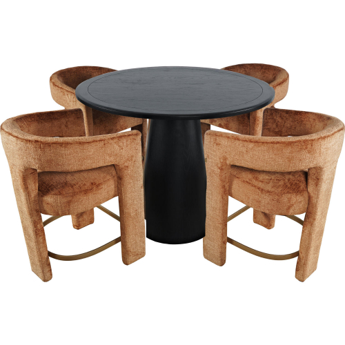 Gwen 5 Piece Nash & Gwen Counter Dining Set in Black Wood & Rustic Fabric