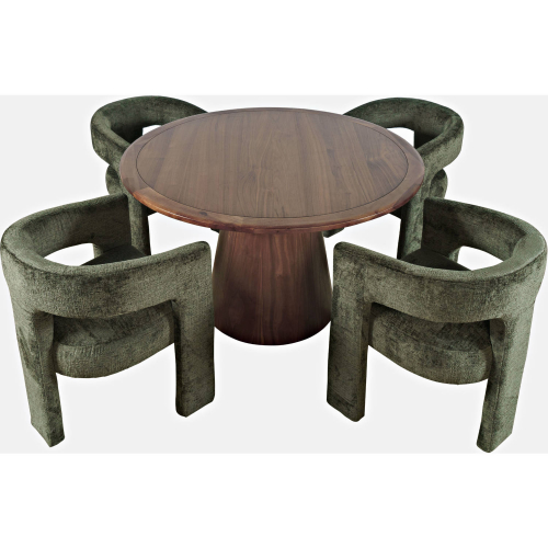 Gwen & Nash 5 Piece Dining Set in Walnut Finish & Forest Green Fabric