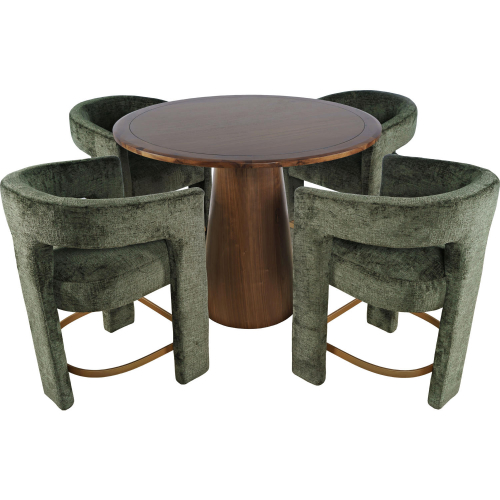 Gwen 5 Piece Nash & Gwen Counter Dining Set in Walnut Wood & Green Fabric