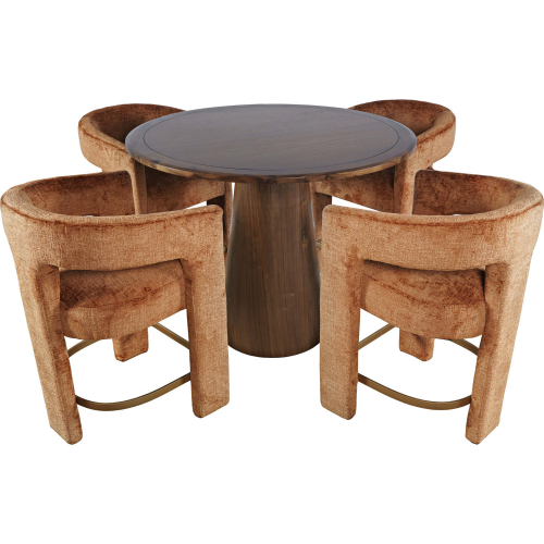 Gwen 5 Piece Nash & Gwen Counter Dining Set in Walnut Wood & Rustic Fabric