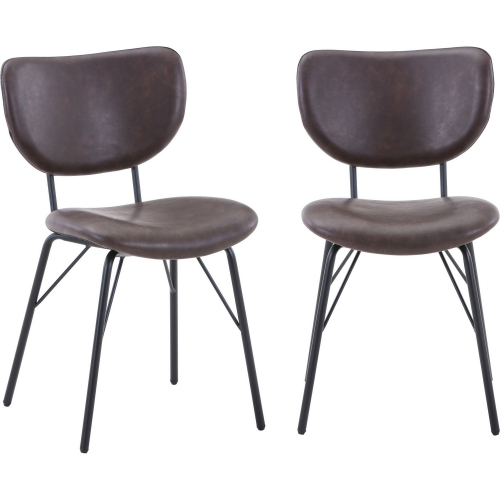 Owen Split Back Dining Chair in Dark Brown Leatherette (Set of 2)