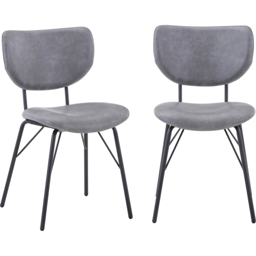 Owen Split Back Dining Chair in Grey Leatherette (Set of 2)