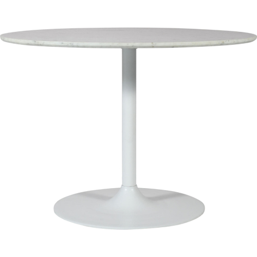 Rowan 42" Round Pedestal Dining Table in Marble & White Iron