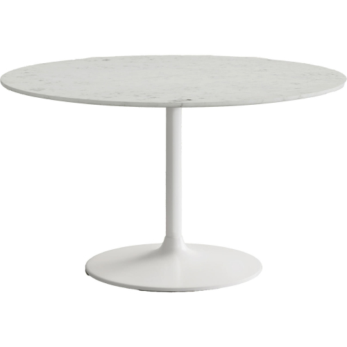 Rowan 54" Round Pedestal Dining Table in Marble & White Iron