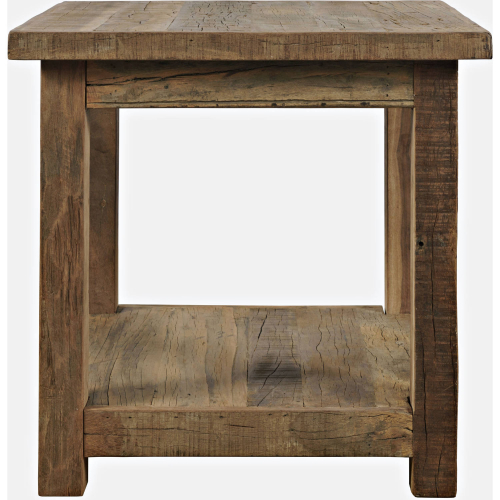 Reclamation Square End Table w/ Shelf in Unfinished Brown Reclaimed Solid Wood