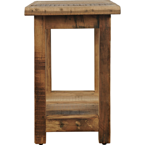 Reclamation End Table w/ Shelf in Unfinished Brown Reclaimed Solid Wood