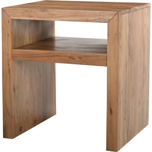 Dev 22" Mitered Angle End Table w/ Storage Shelf in Natural Finish Wood