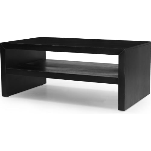 Dev 44" Mitered Angle Coffee Table w/ Storage Shelf in Black Finish Wood