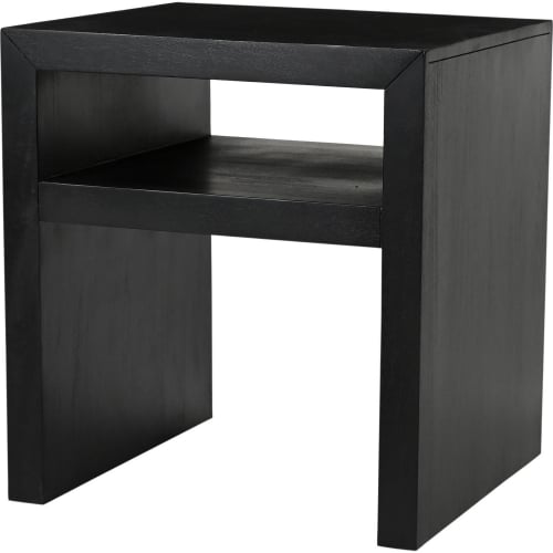 Dev 22" Mitered Angle End Table w/ Storage Shelf in Black Finish Wood