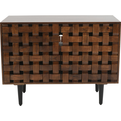 Trent 42" Carved Woven Sideboard Cabinet in Natural Brown Mango Wood