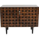 Trent 42" Carved Woven Sideboard Cabinet in Natural Brown Mango Wood