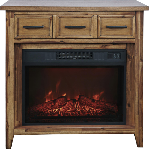 Claremont 32" Console TV Stand w/ Electric Fireplace in Wire Brushed Wood