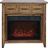 Claremont 32" Console TV Stand w/ Electric Fireplace in Wire Brushed Wood