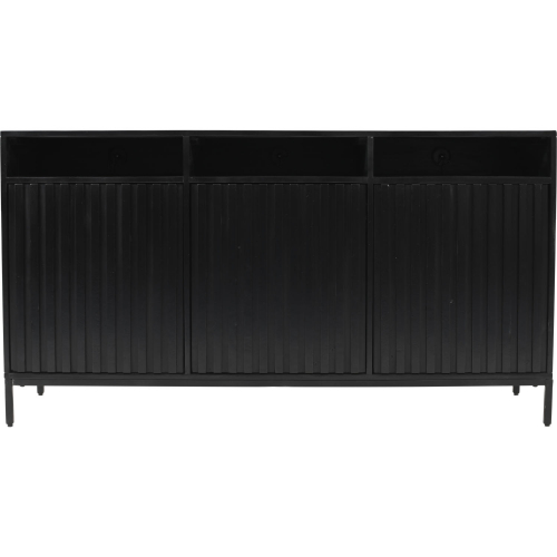 Ryder 60" Fluted Door Console Storage TV Stand Cabinet in Black Wood