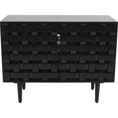 Trent 42" Carved Woven Sideboard Cabinet in Black Mango Wood