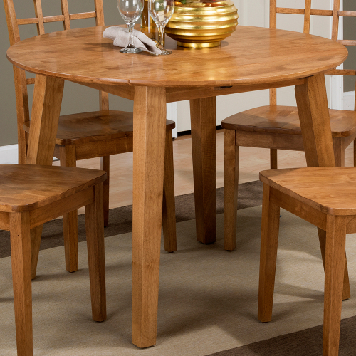 Simplicity 42" Round 2 Drop Leaf Table in Honey Finish Wood