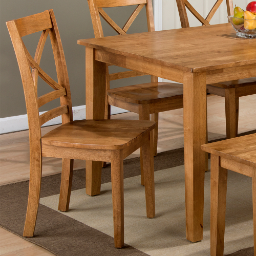 Simplicity X Back Dining Chair in Honey Finish Wood (Set of 2)