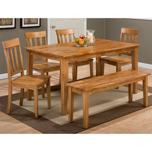 Simplicity 6 Piece Dining Set in Honey Finish Wood