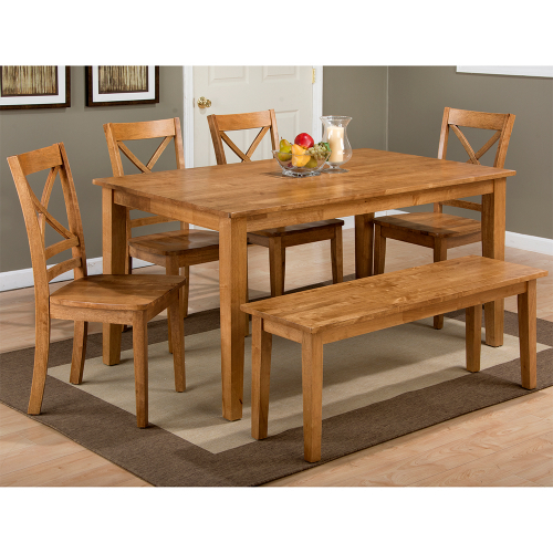 Simplicity 6 Piece Dining Set in Honey Finish Wood