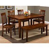 Simplicity 6 Piece Dining Set in Caramel Finish Wood