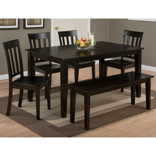 Simplicity 6 Piece Dining Set in Espresso Brown Finish Wood