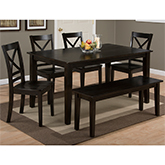 Simplicity 6 Piece Dining Set in Espresso Brown Finish Wood