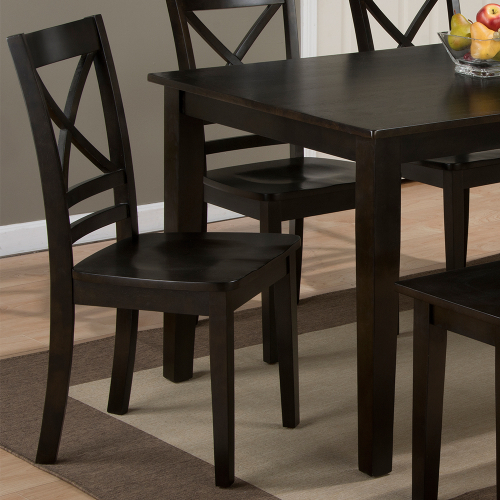 Simplicity X Back Dining Chair in Espresso Finish Wood (Set of 2)