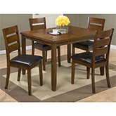 Plantation 5 Piece Dining Set in Brown Mango Veneer & Leatherette