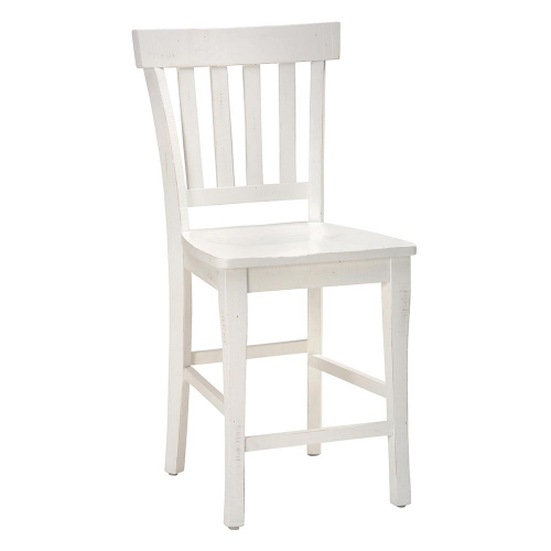 Madaket Slat Back Counter Stool in White Reclaimed Pine (Set of 2)