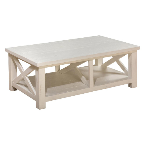 Madaket Cocktail Coffee Table w/ X Sides in White Reclaimed Pine