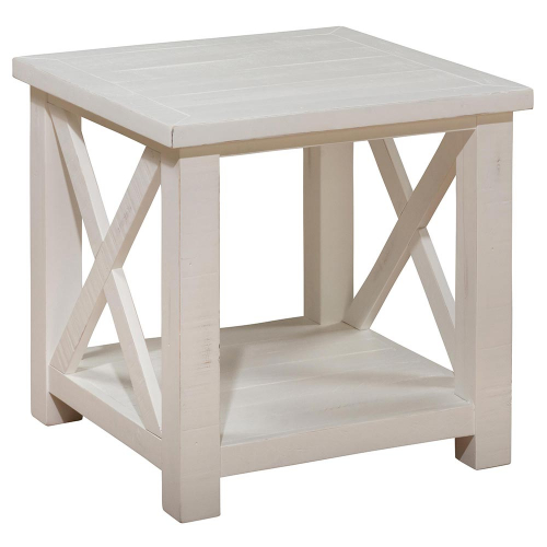 Madaket End Table w/ X Sides in White Reclaimed Pine