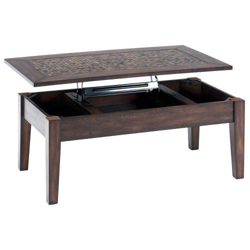 Baroque Brown Lift Top Cocktail Table w/ Mosaic Tile Inlay